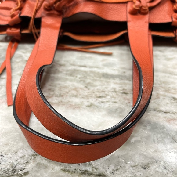 Valentino Garavani Tangerine Colored Leather Fringe Tote! - Picture 5 of 9
